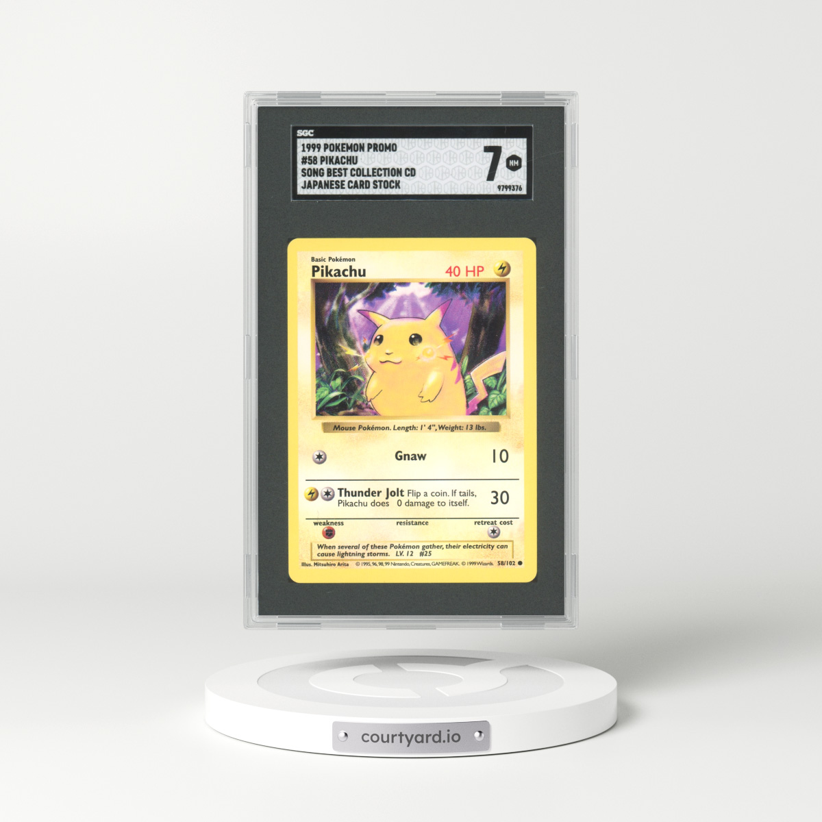 1999 CD Promo #58 Pikachu - Shadowless Japanese Card Stock (SGC 7 NM)