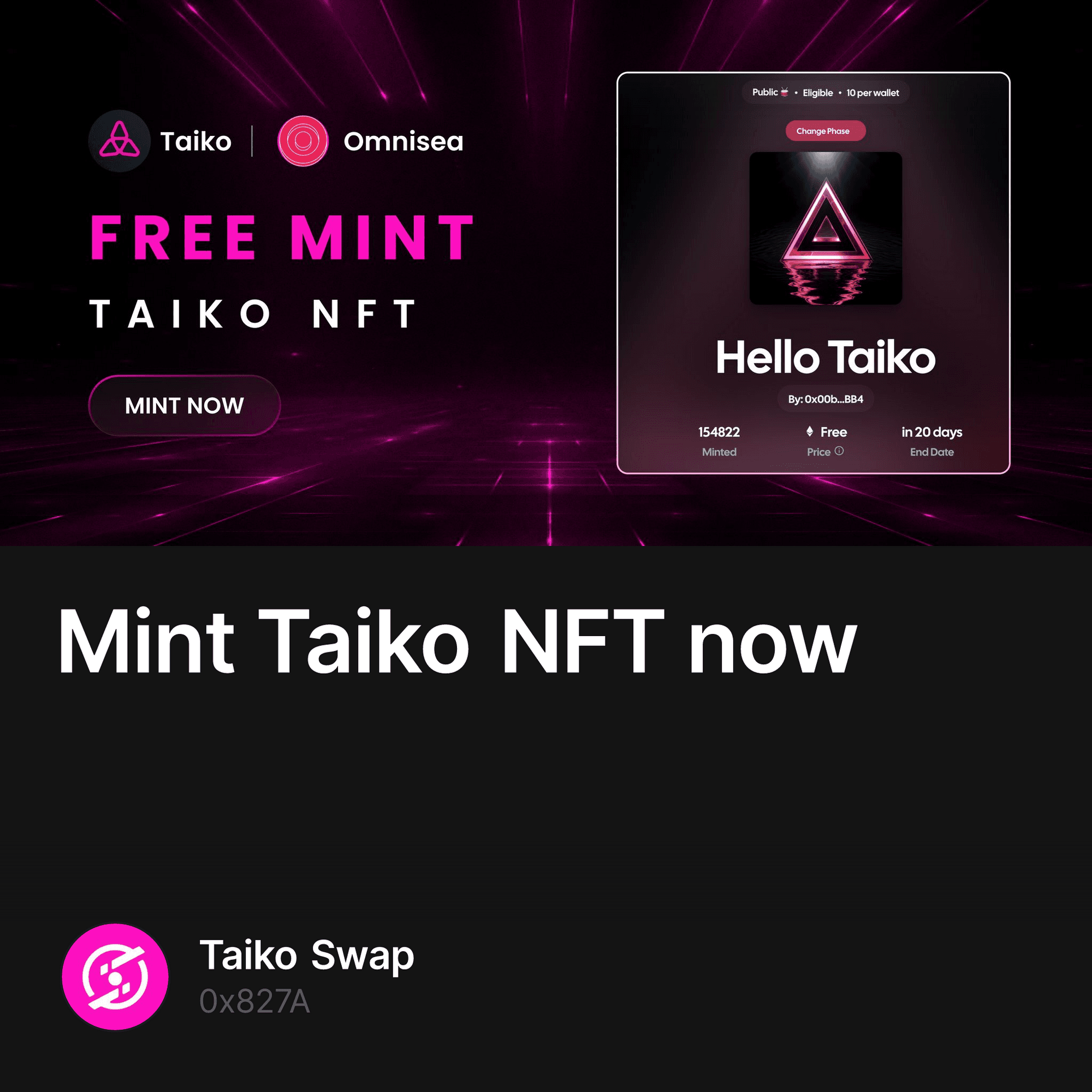 Mint Taiko NFT now - Collection | OpenSea