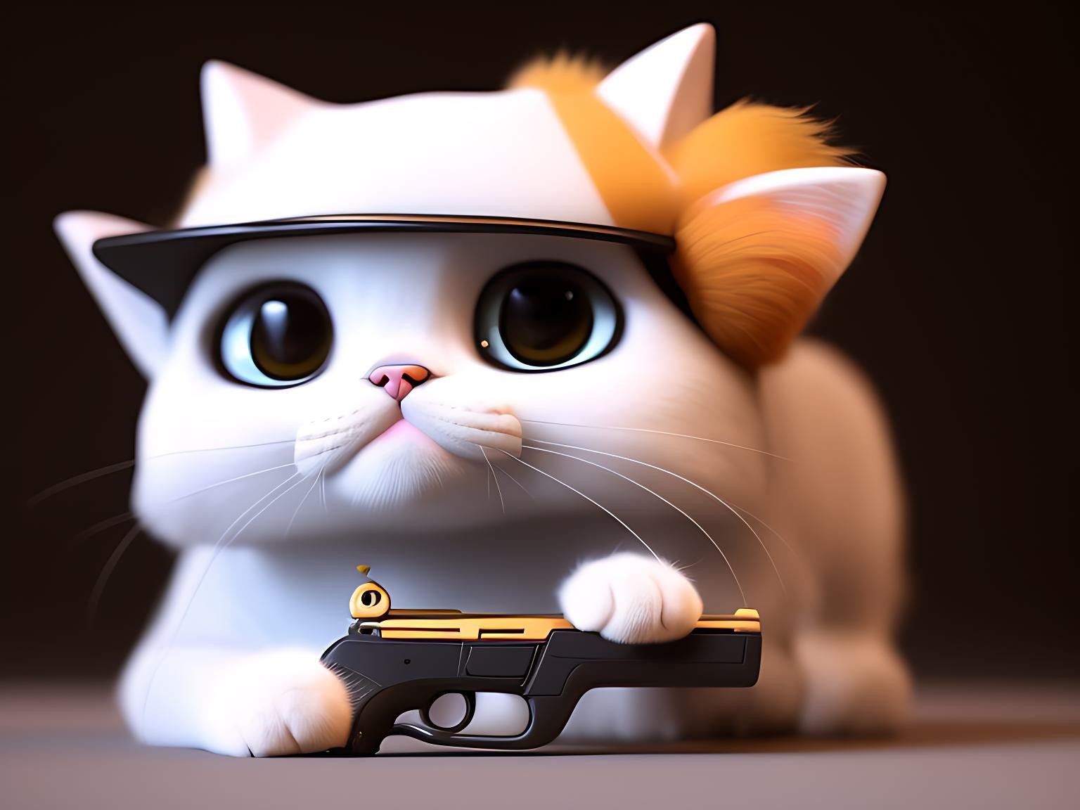 3D ACTION HERO-LIKE CAT NFT.08 (COLLECTION: 3DCATSWHITE)