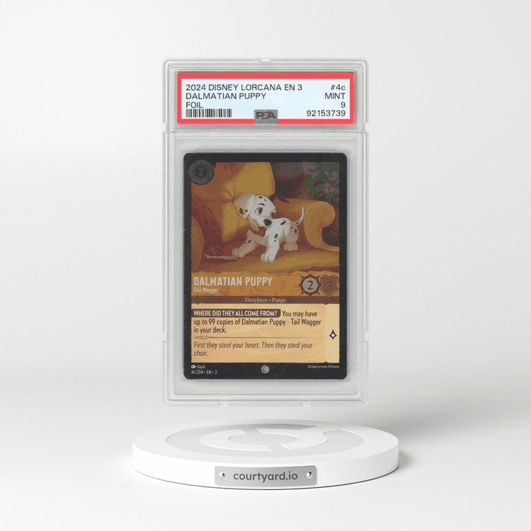 2024 Disney Lorcana EN 3-Into the Inklands #4c Dalmatian Puppy - Tail Wagger - Foil (PSA 9 MINT)