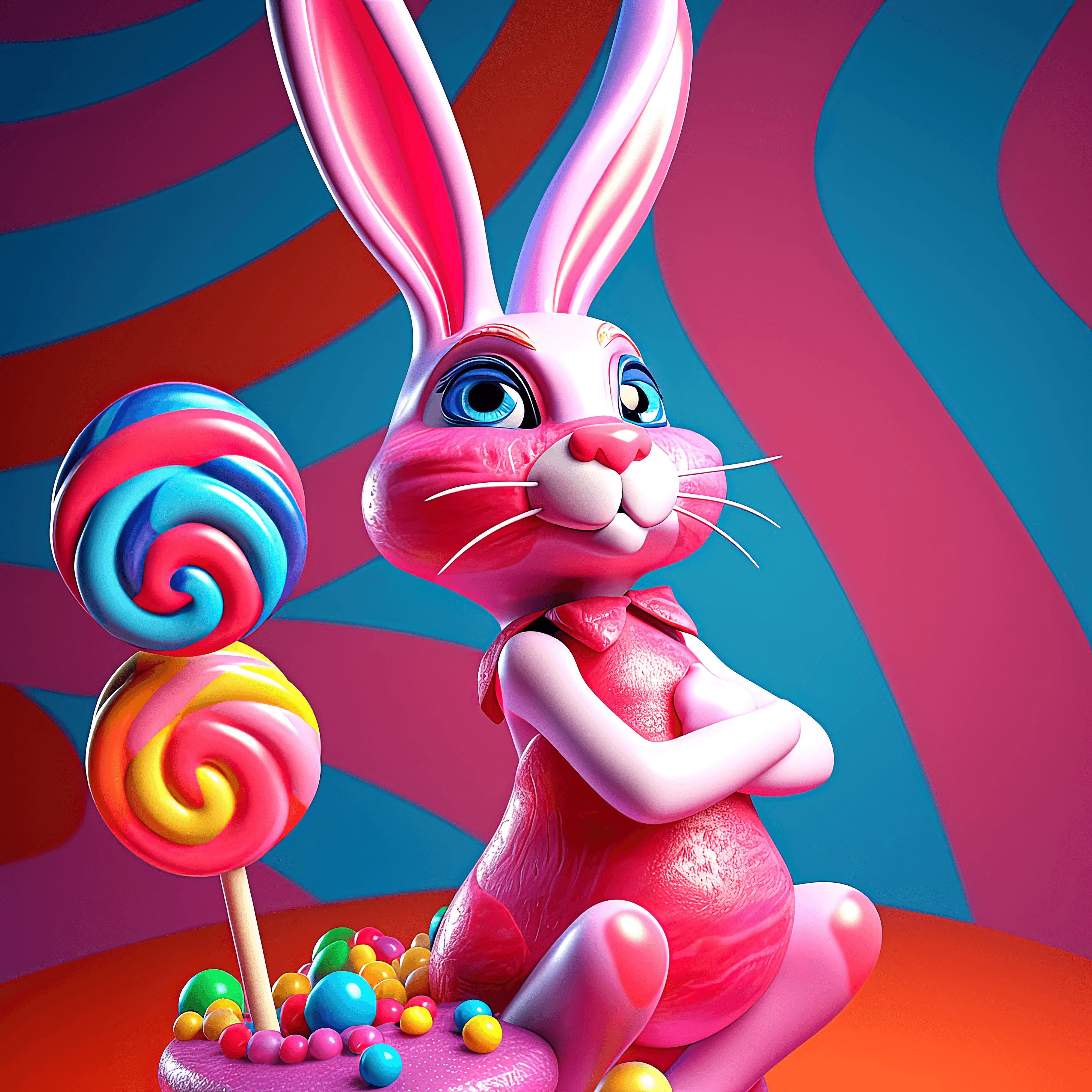 Funny Bunny Friend - Happy Easter Bunny