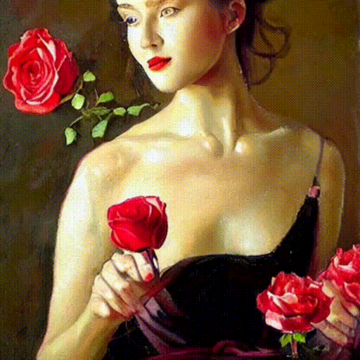 Art Digital Video Beautiful Woman With Roses