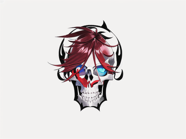 _dark red skull anime_