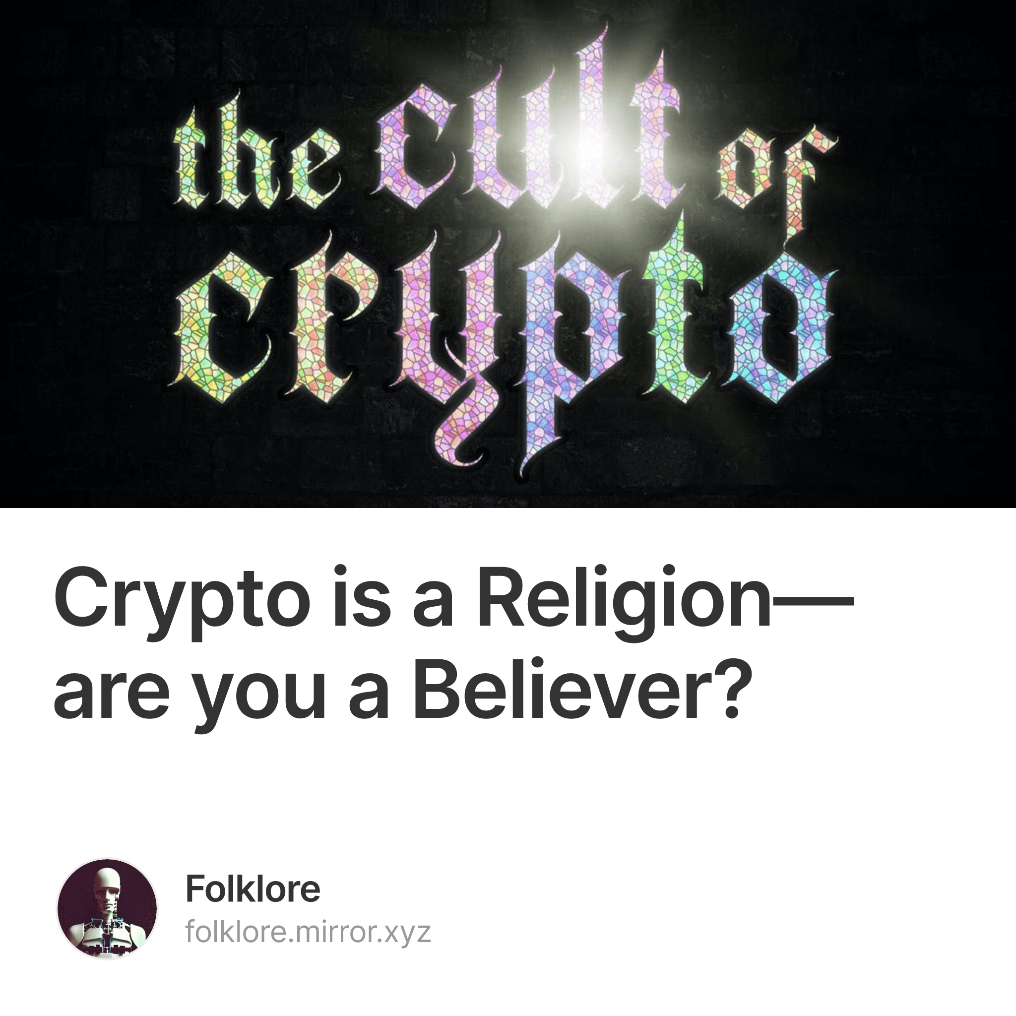 Crypto is a Religion—are you a Believer? 4/25