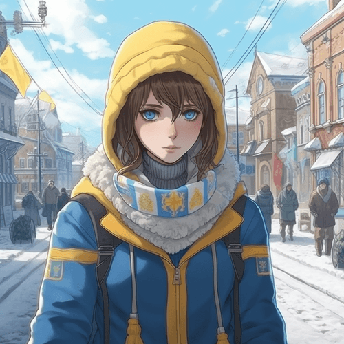 prompthunt: anime ukrainian girl, in blue and yellow clothes, watching  explosions in big city, concept art, trending on artstation, highly  detailed, intricate, sharp focus, digital art, 8 k