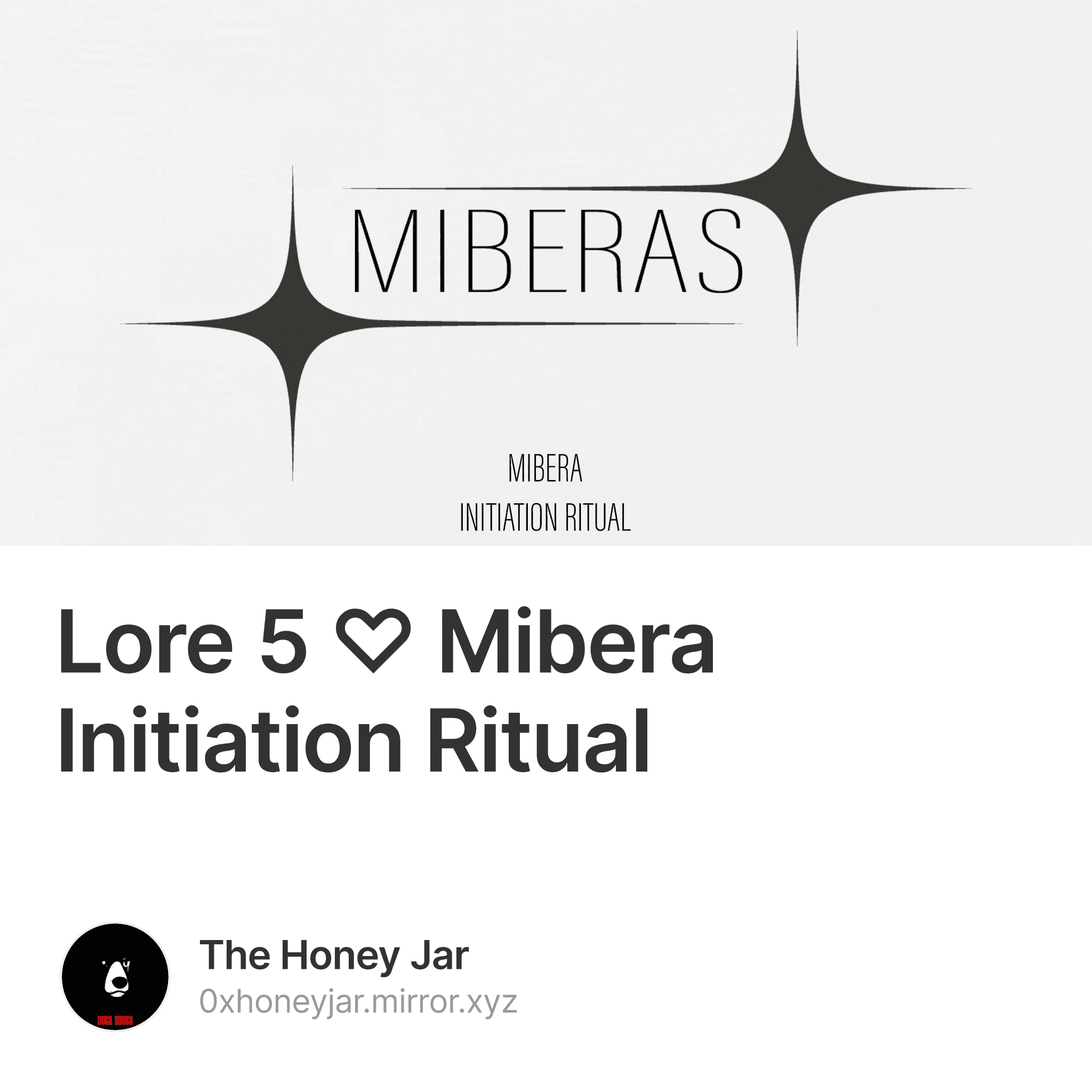 Lore 5 ♡ Mibera Initiation Ritual 39/271
