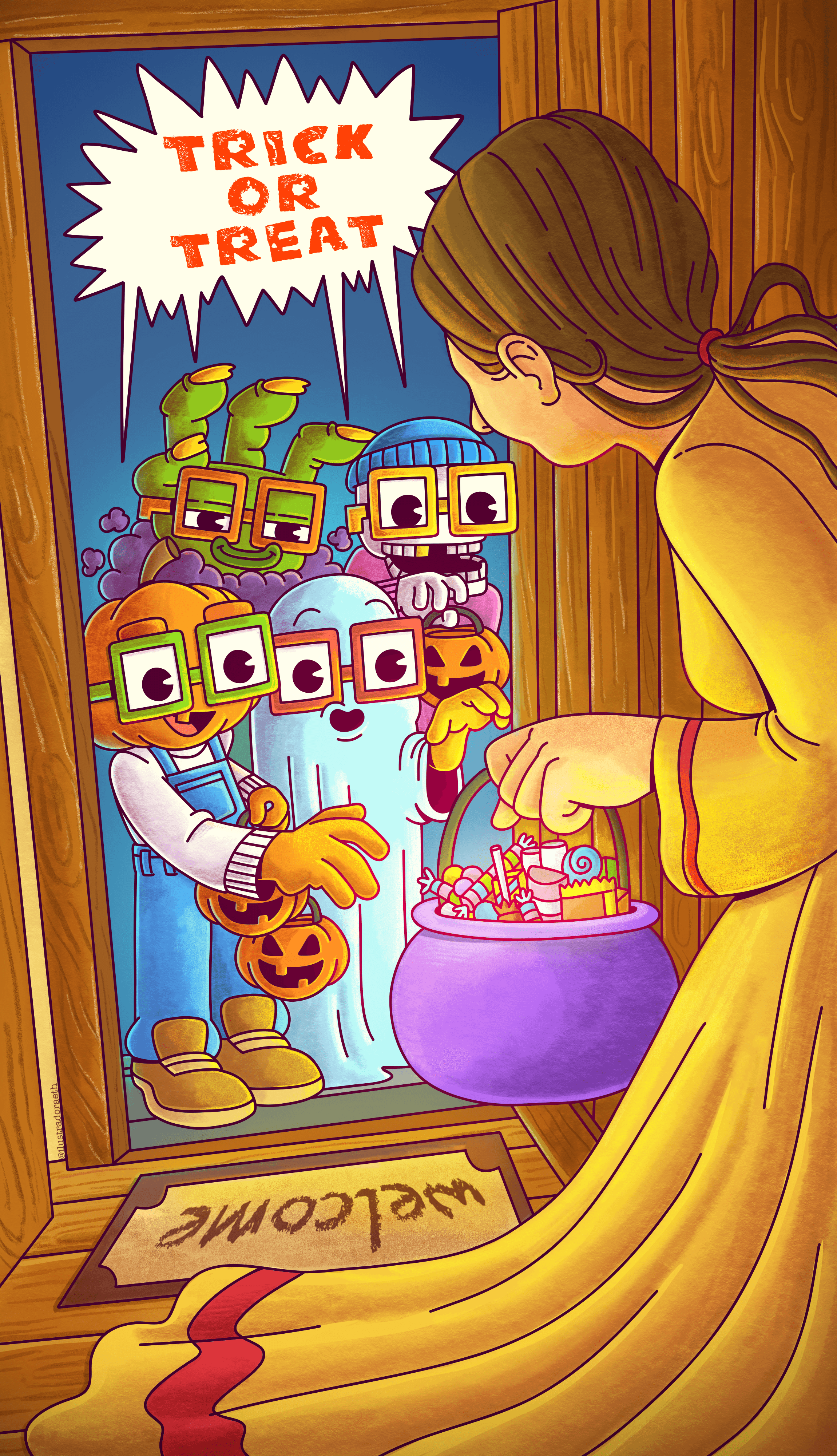 Lil Nouns ‘Trick or Treat’ Halloween Night by ilustradora