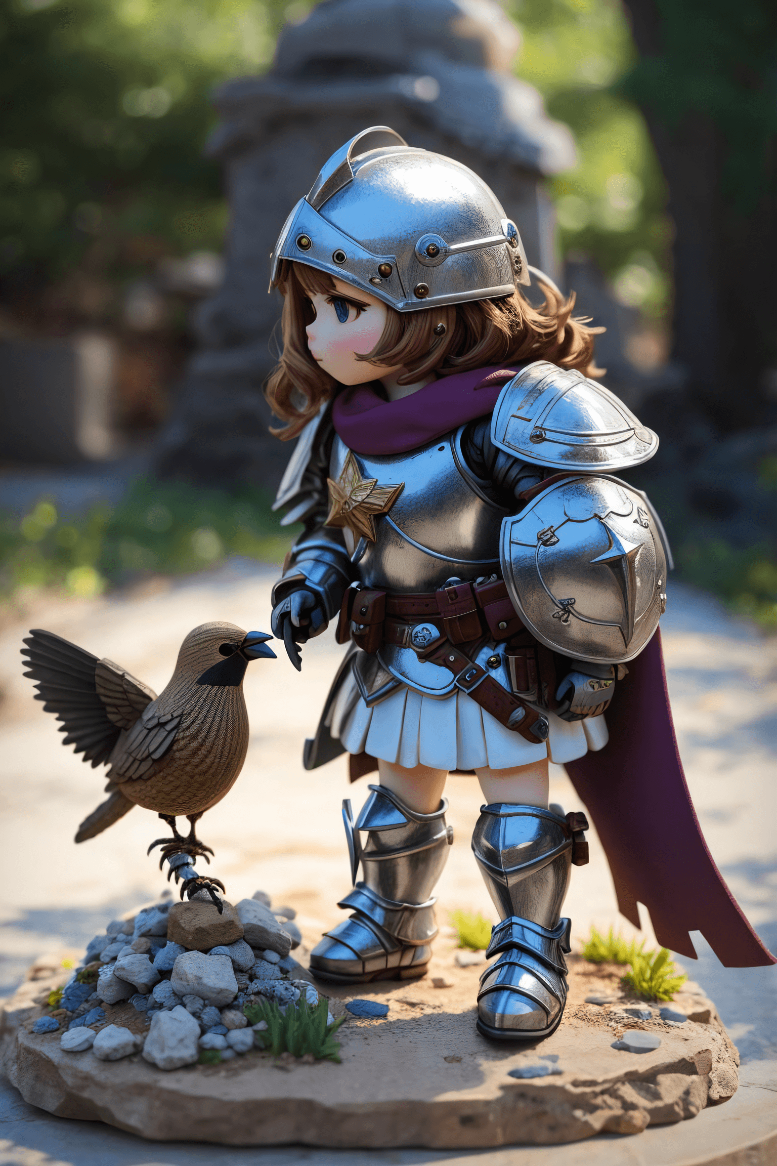 AI girl knight bird battlefield