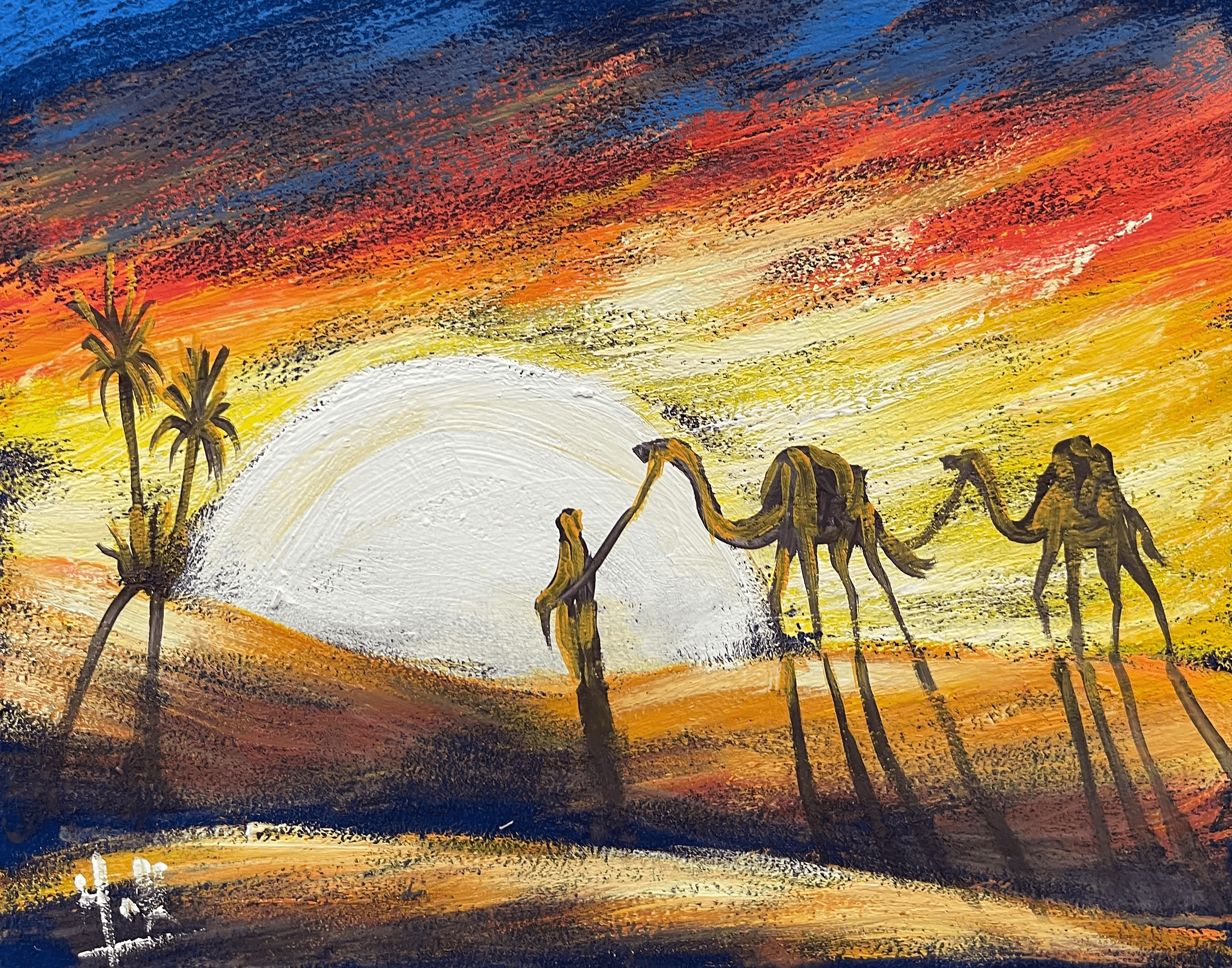 Desert caravan with camels