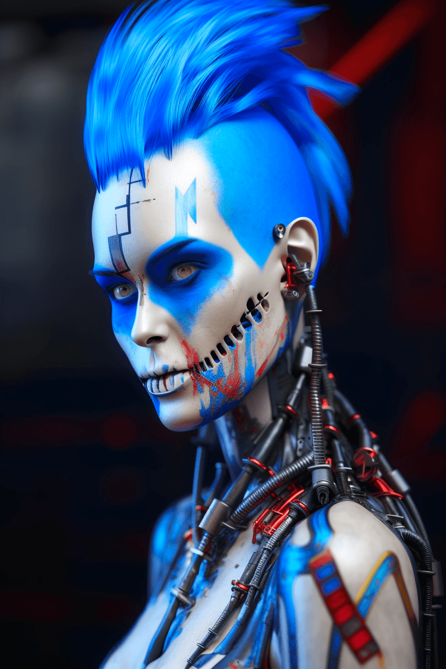 Cyberpunk Girl #263: BLUE Head P.O.W.E.R. 04/20 (AI)