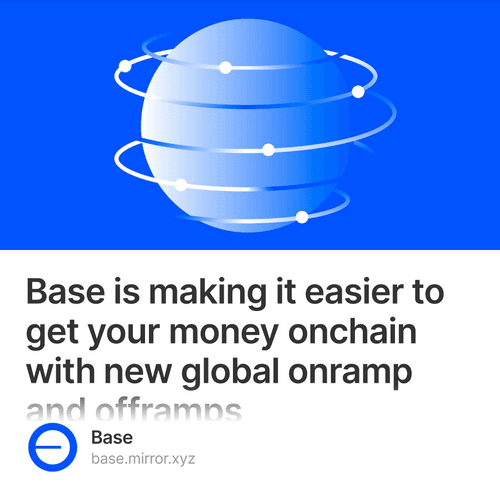 Base is making it easier to get your money onchain with new global onramp and offramps