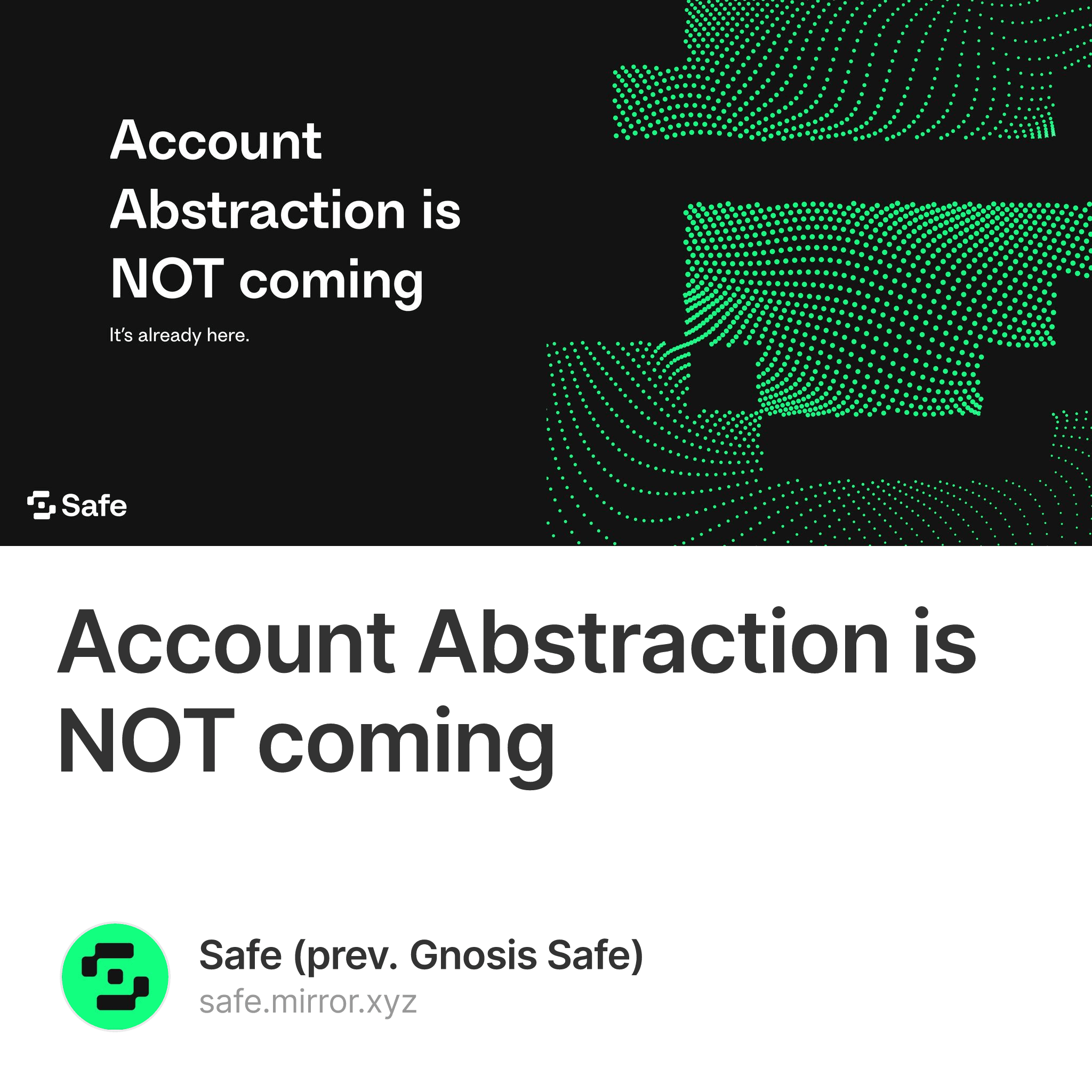 Account Abstraction is NOT coming 289/500