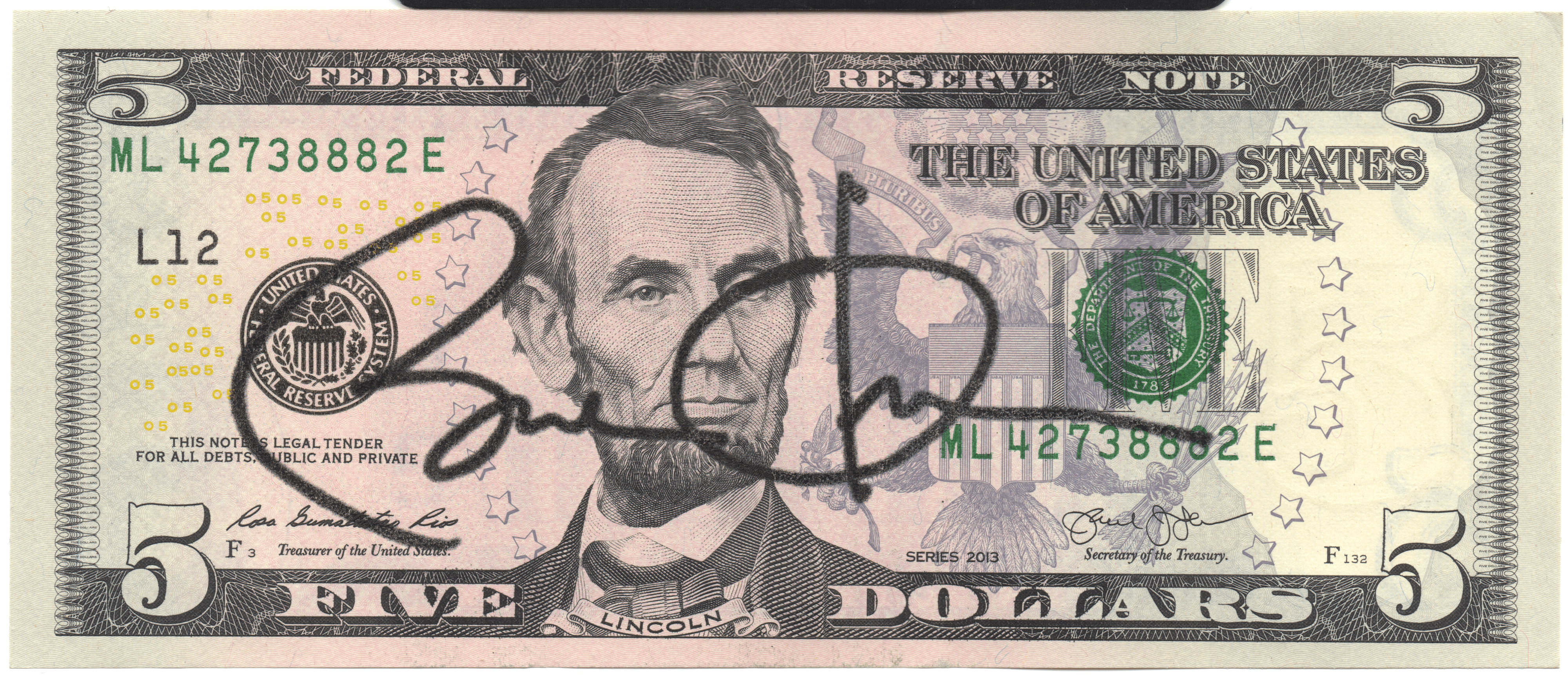 5 US$ Bill with Barack Obama signature #24/25