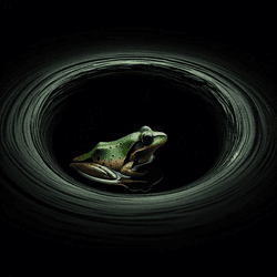 a pool frog in a mysterious black void collection image
