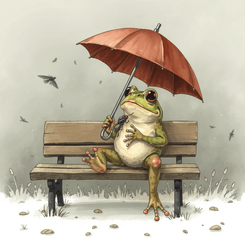 Frog sat on a bench