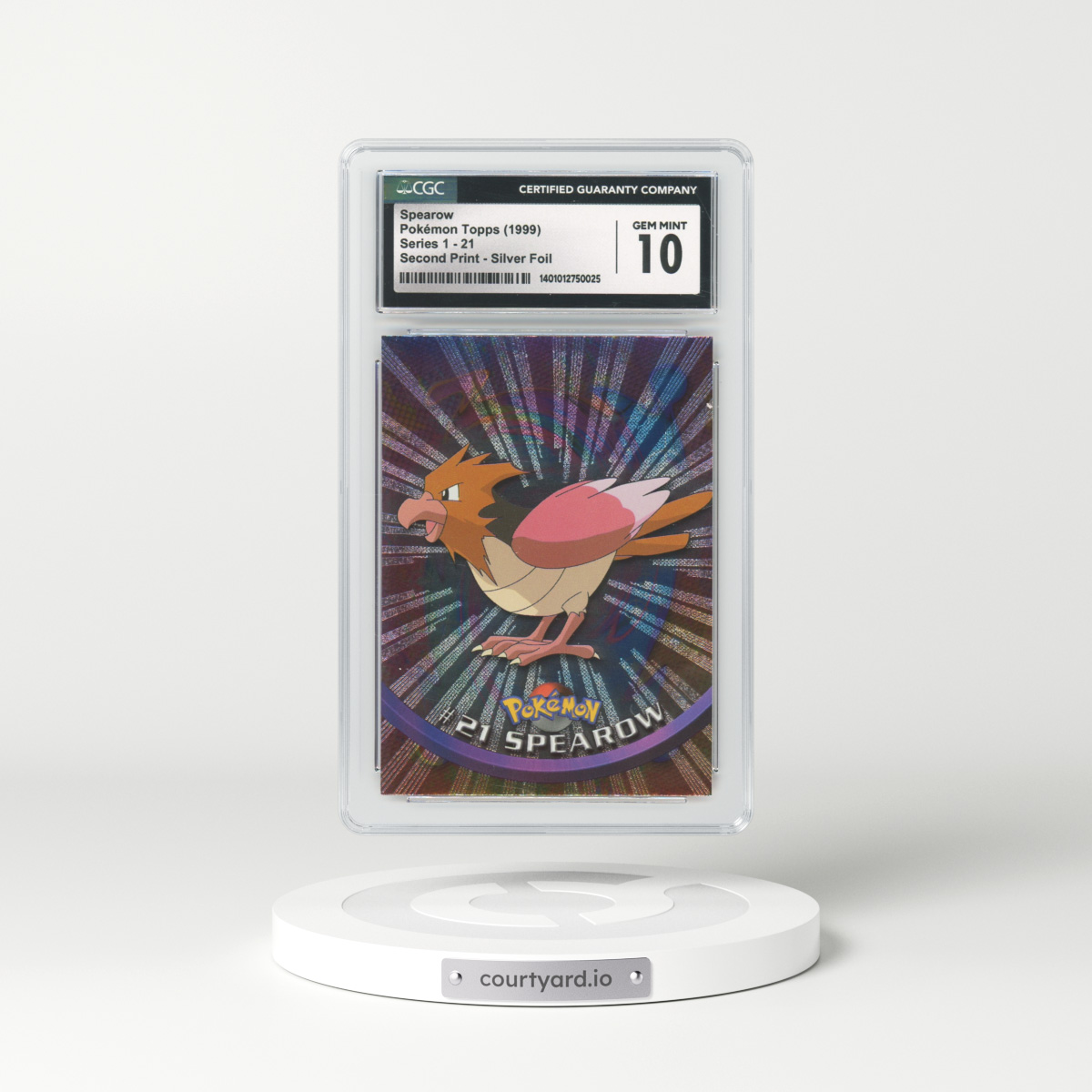 1999 Topps Series 1 #21 Spearow - Holo Second Print - Silver Foil (CGC 10 GEM MINT)