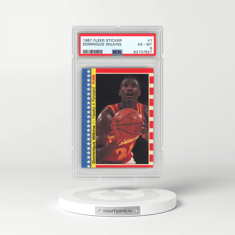 1987 Fleer Sticker #7 Dominique Wilkins (PSA 6 EX-MT)