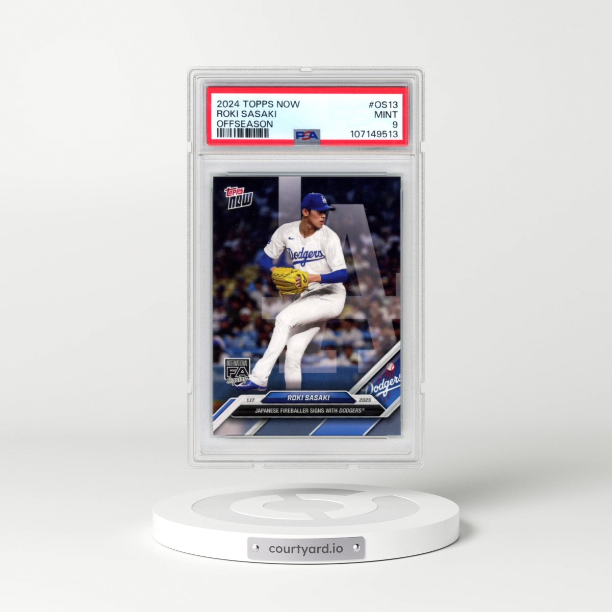 2024 Topps Now Offseason #OS13 Roki Sasaki (PSA 9 MINT)