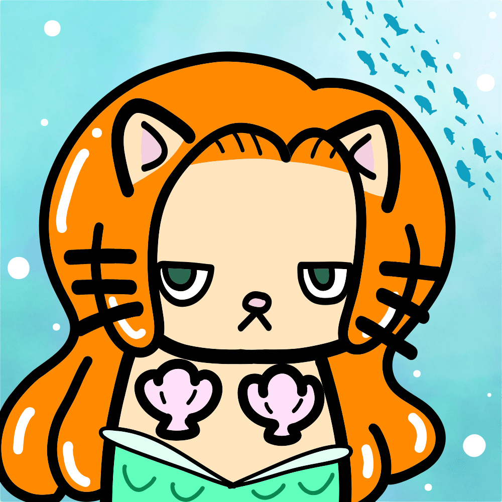 moody  cats #131 "mermaid"