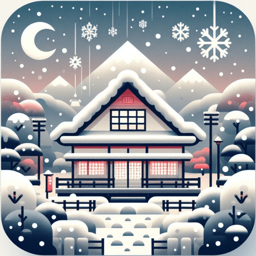 The Traditional Japanese House in the Snow