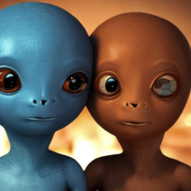 Two Cute Little Aliens