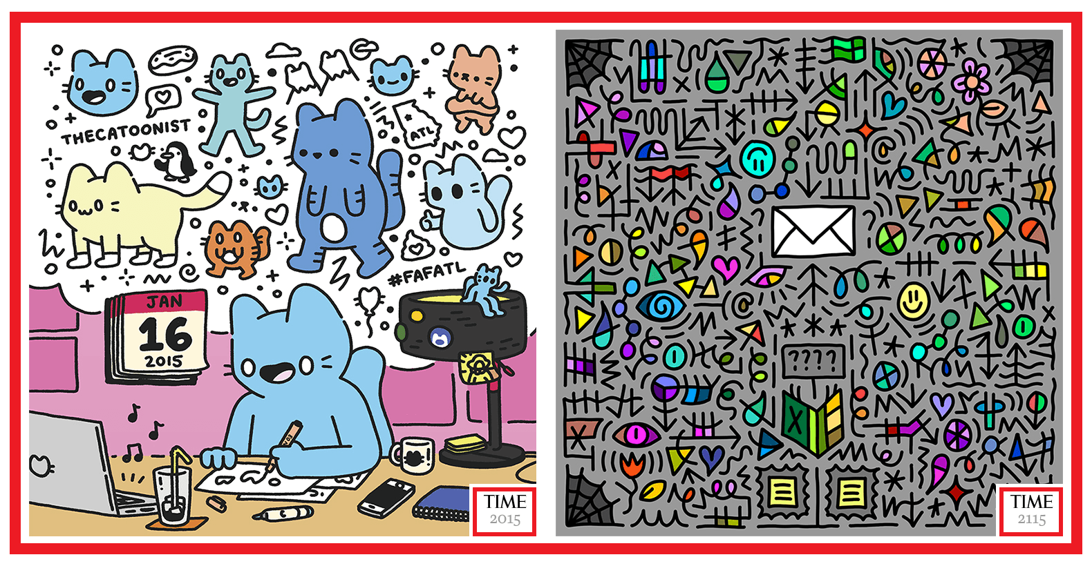 Blue Cat, 2015 by Colin Egan & Send More Mail, 2115 by Vinnie Hager