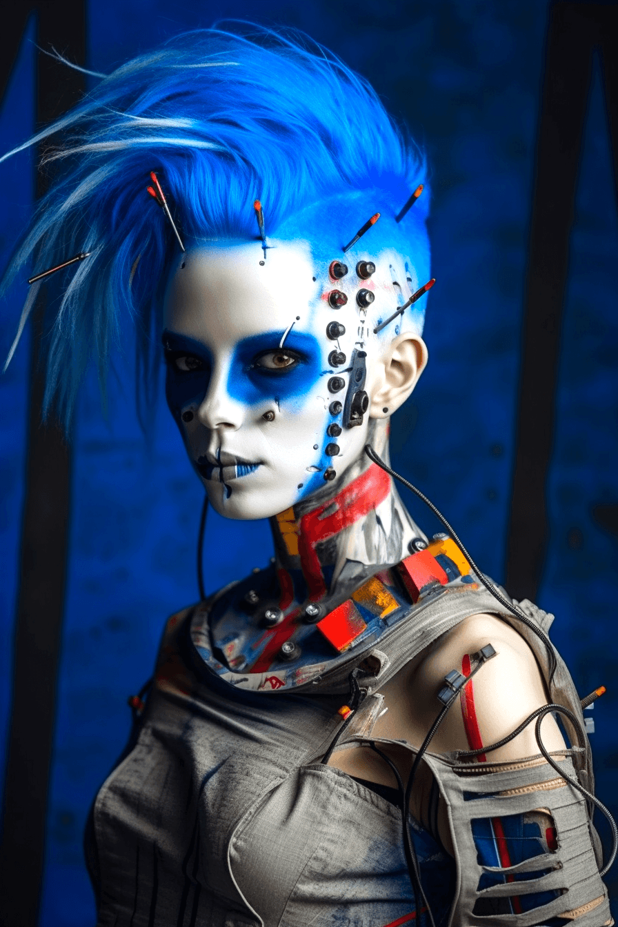 Cyberpunk Girl #267: BLUE Head P.O.W.E.R. 08/20 (AI)