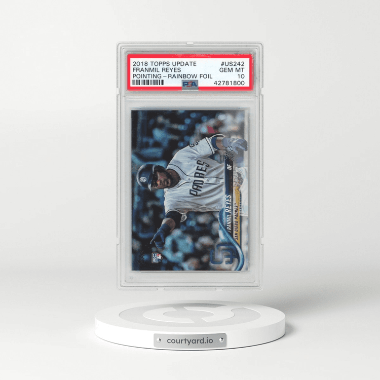 2018 Topps Update #US242 Franmil Reyes - Pointing-Rainbow Foil (PSA 10 GEM MINT)