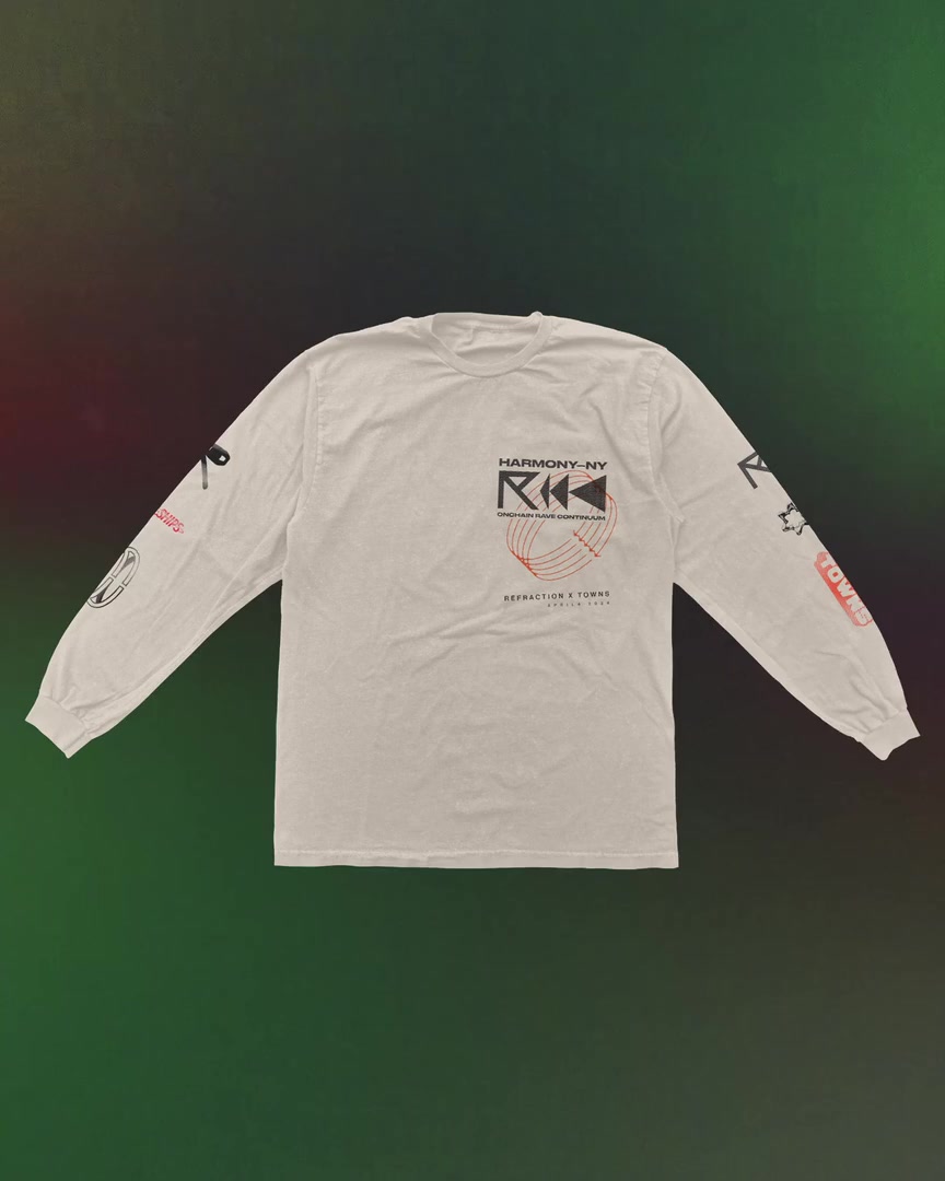 'ONCHAIN RAVE CONTINUUM’ Long Sleeve Tee by Harmony-NY+ Refraction