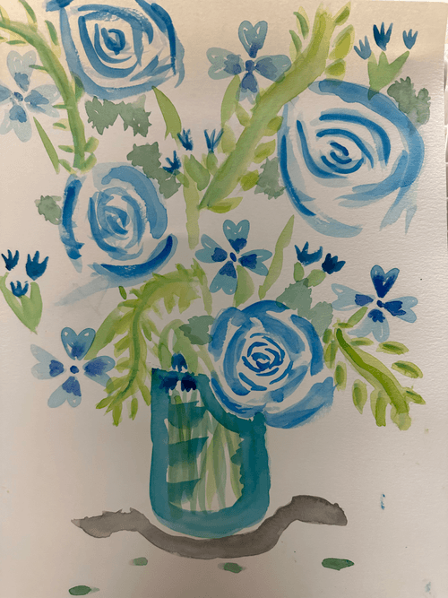 Flowers in a Vase on Base