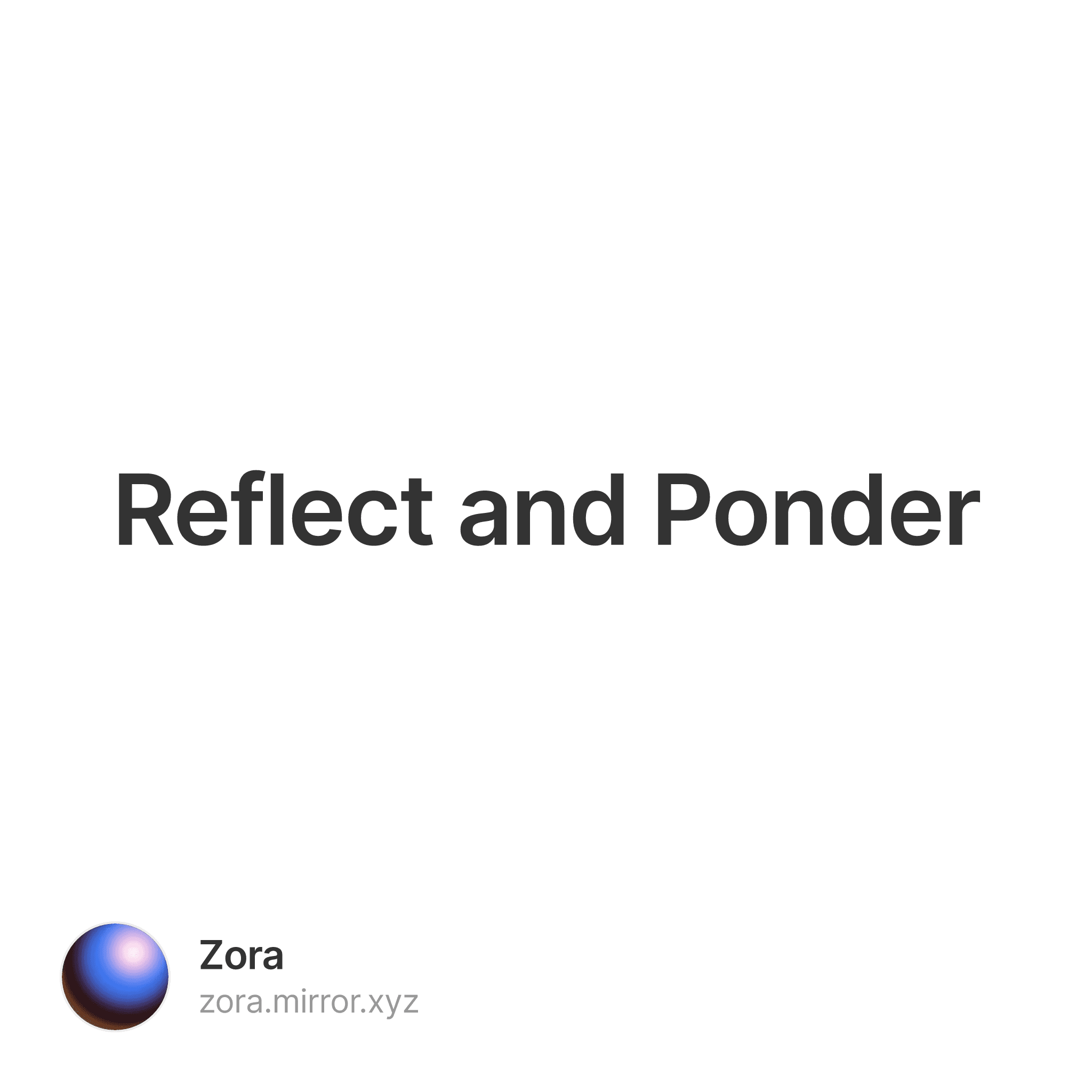 Reflect and Ponder 49/500