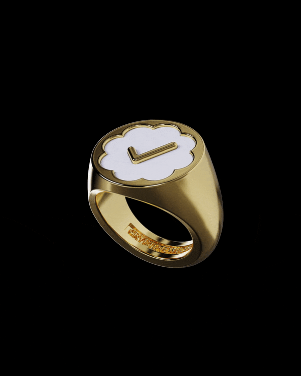 Solid Gold and Enamel Check Signet