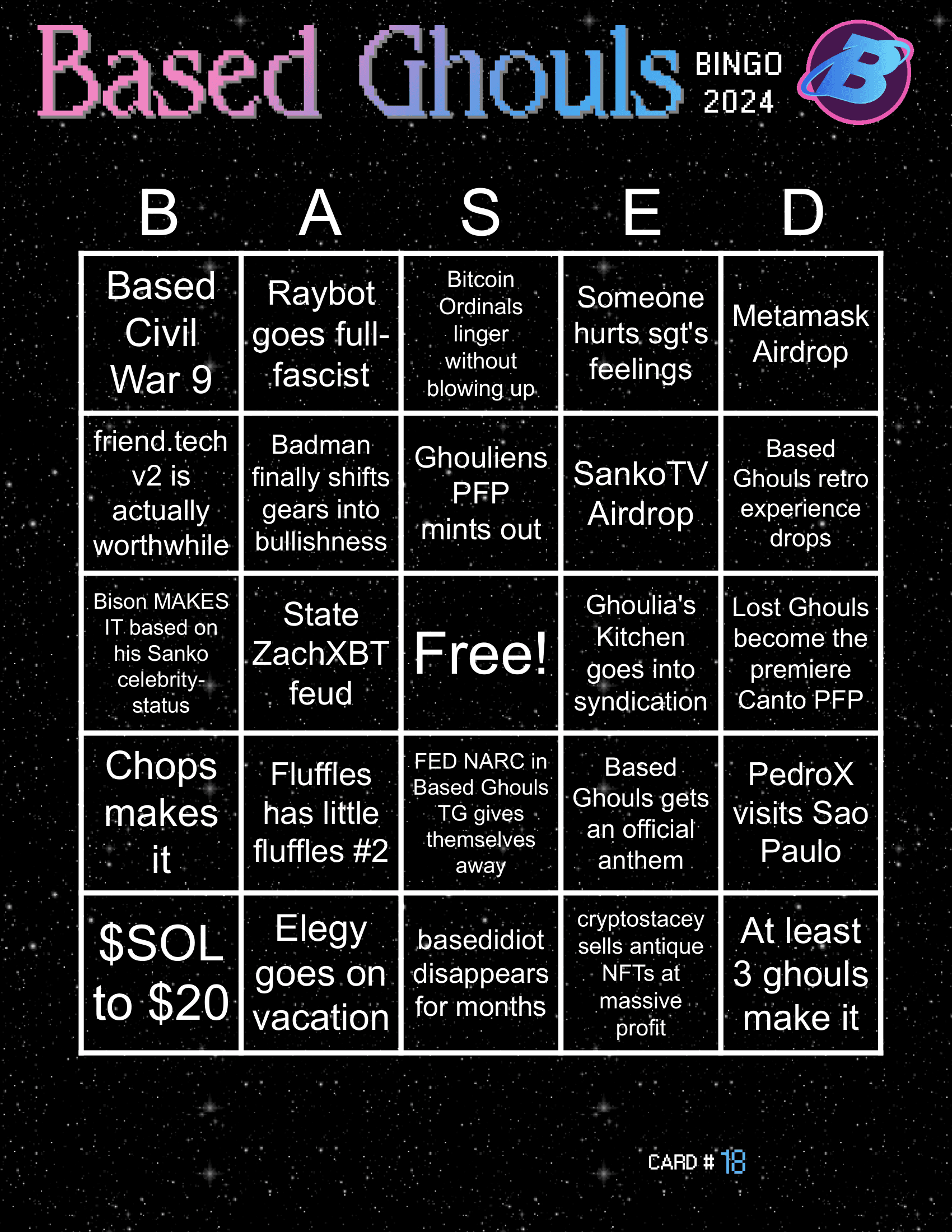 Based Ghouls Bingo 2024