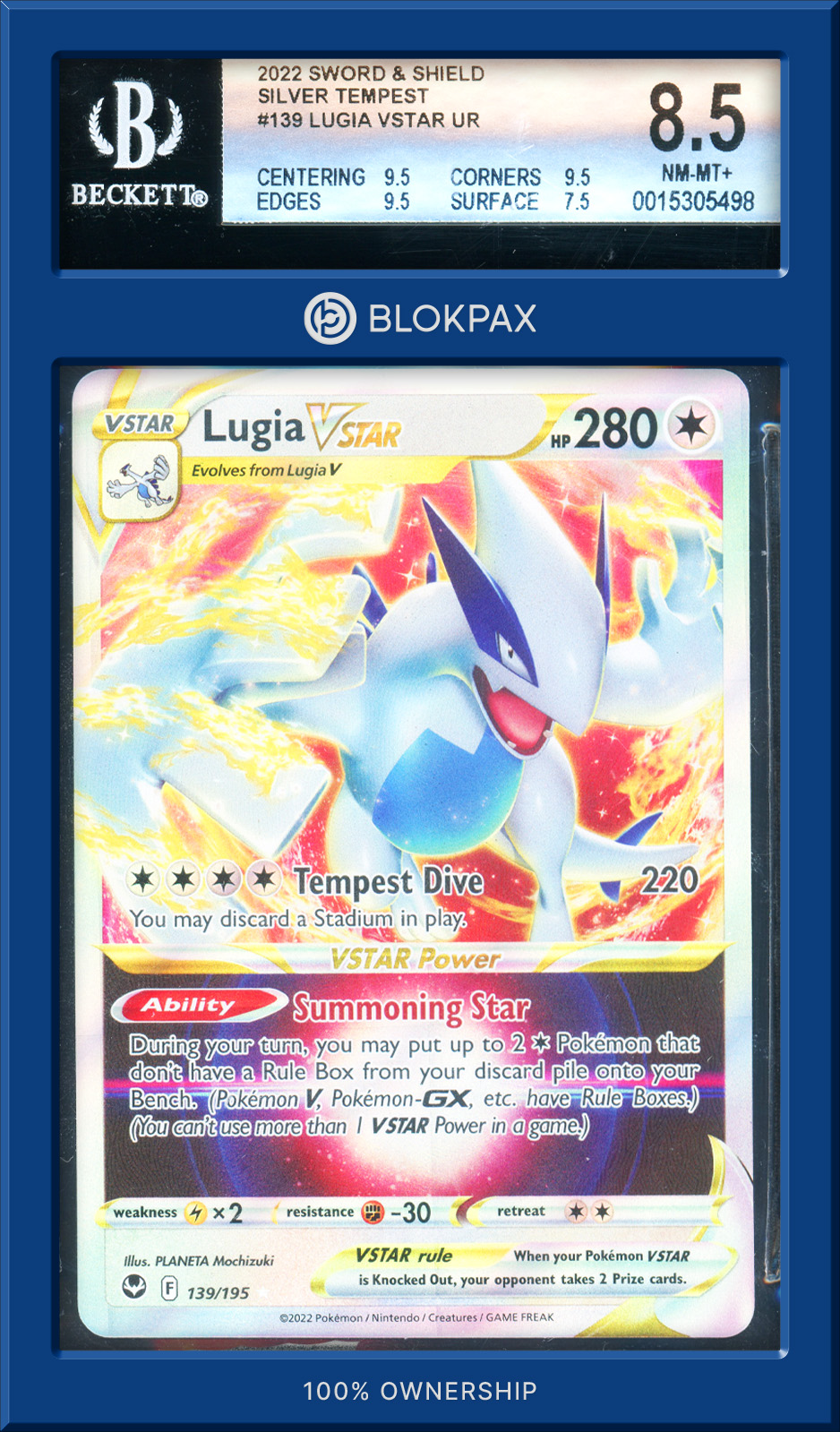 2022 Pokémon Lugia VStar UR - BGS 8.5 (Cert: 0015305498)