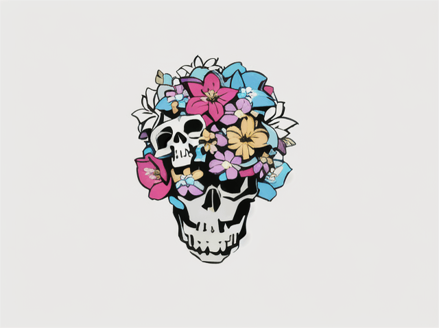 _flower skull anime_