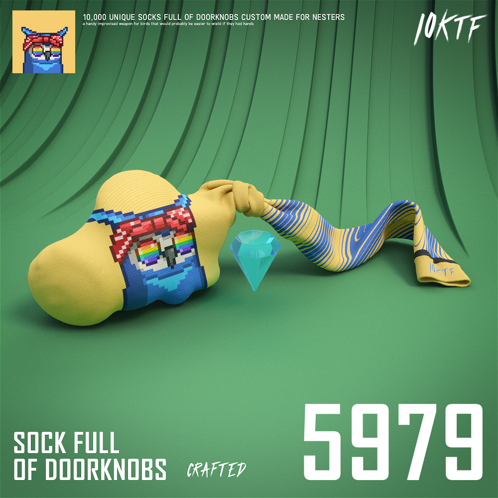 Moonbird Sock Full of Doorknobs #5979