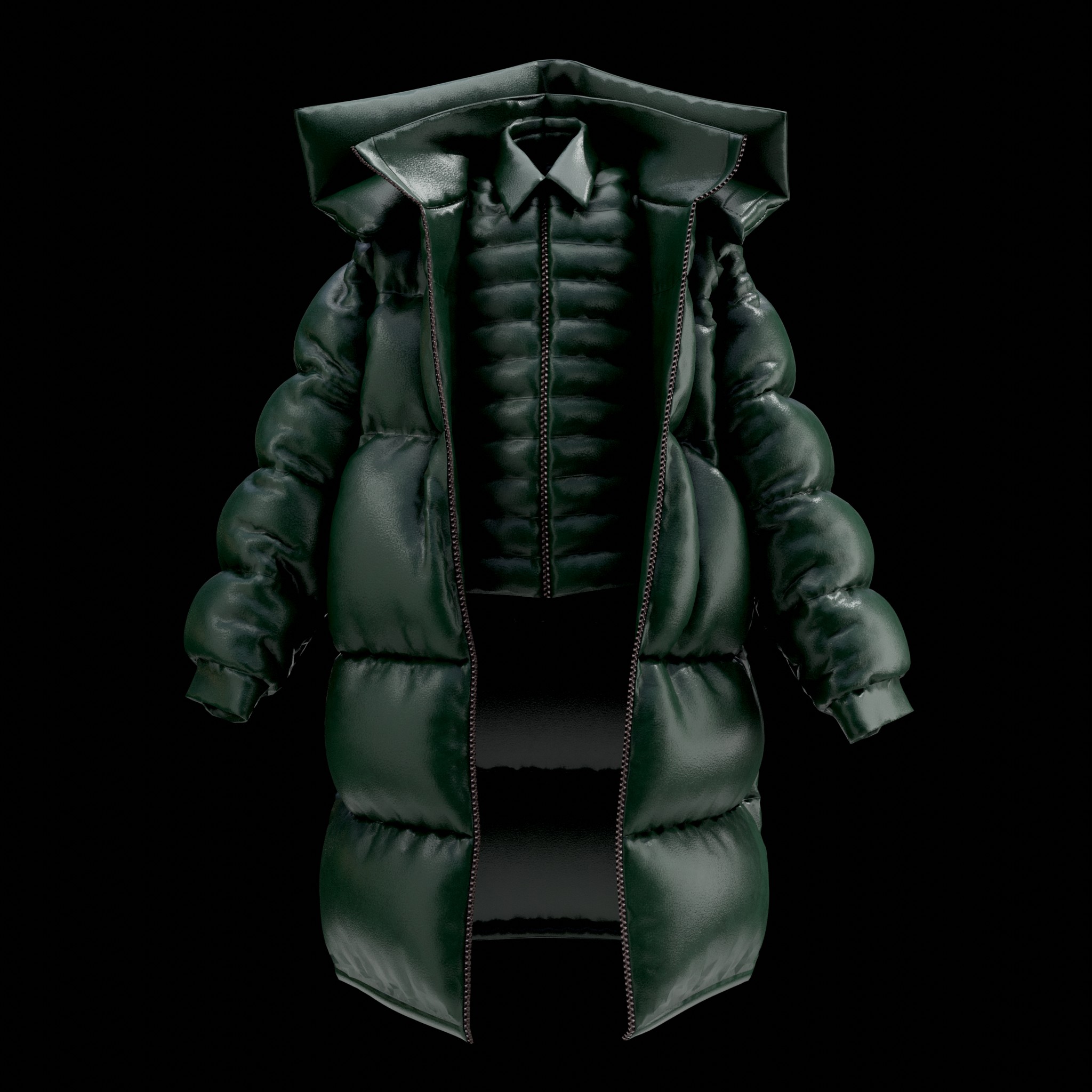 Dark Green Padded Coat and Jacket
