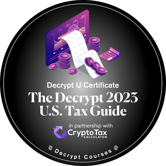 The Decrypt 2023 U.S. Tax Guide Certificate