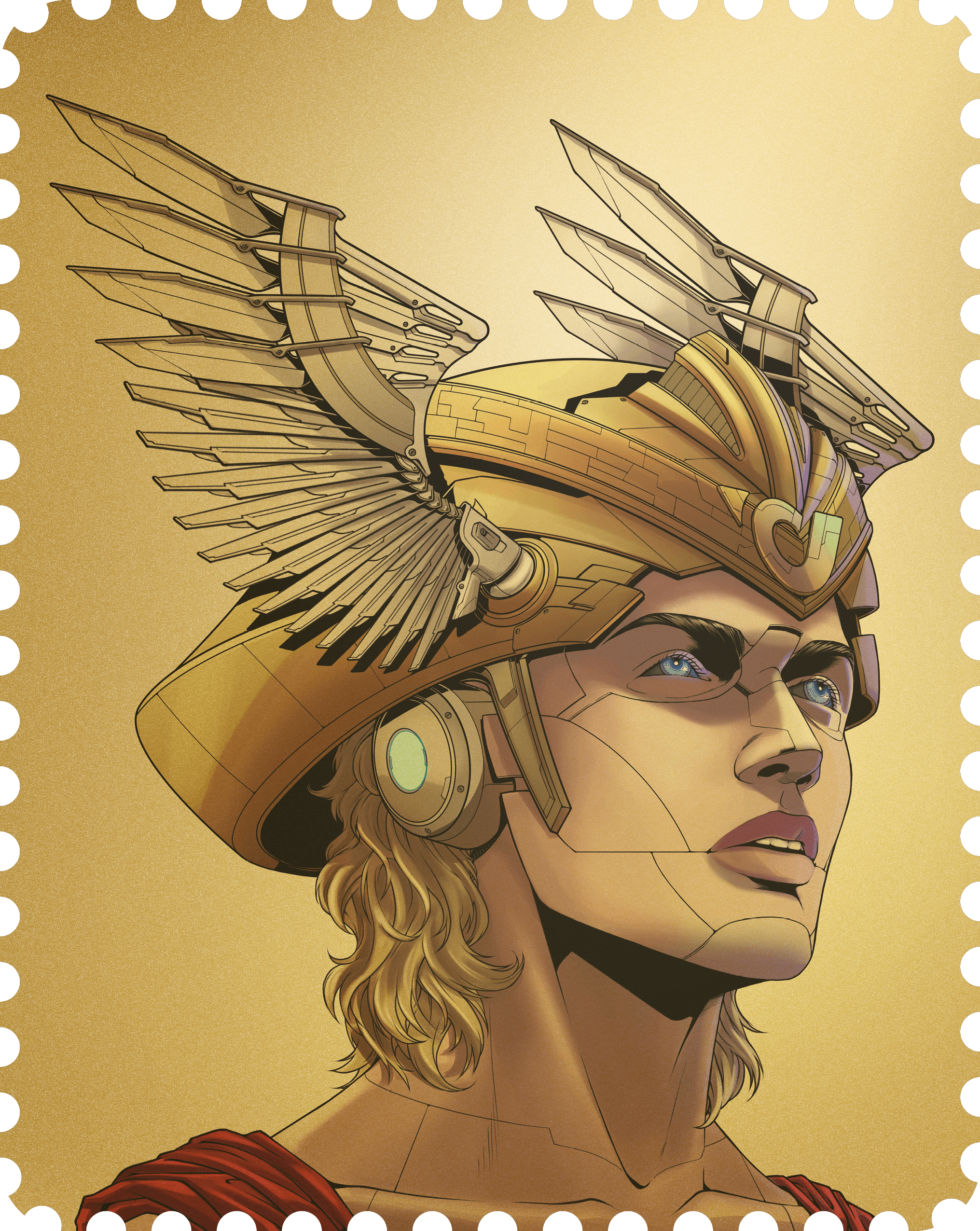 Crypto stamp art Golden Mercury 3/500